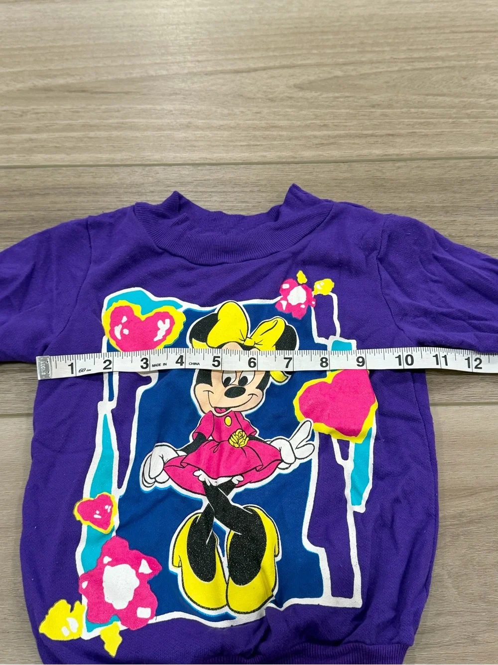 Vintage 80s 90s Disney Minnie Mouse Sweatshirt Toddler 2T Jog Togs Purple Neon